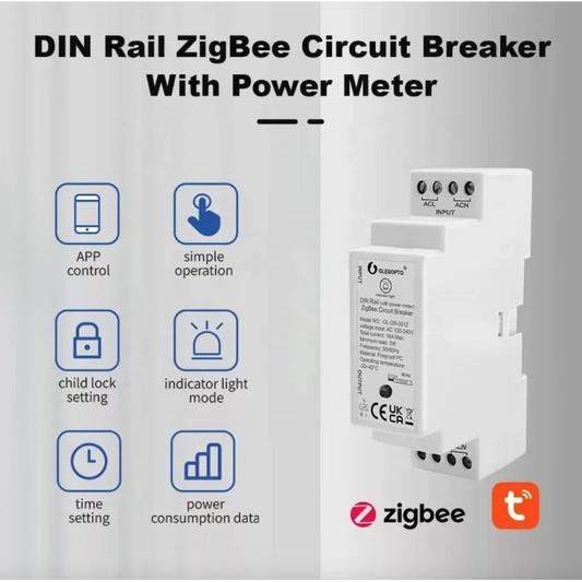 Gledopto GL-DR-001Z - DIN rail relay module with energy meter