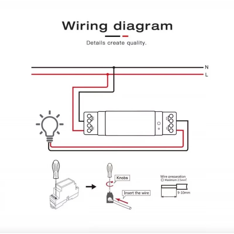 Gledopto GL-DR-001Z - DIN rail relay module with energy meter