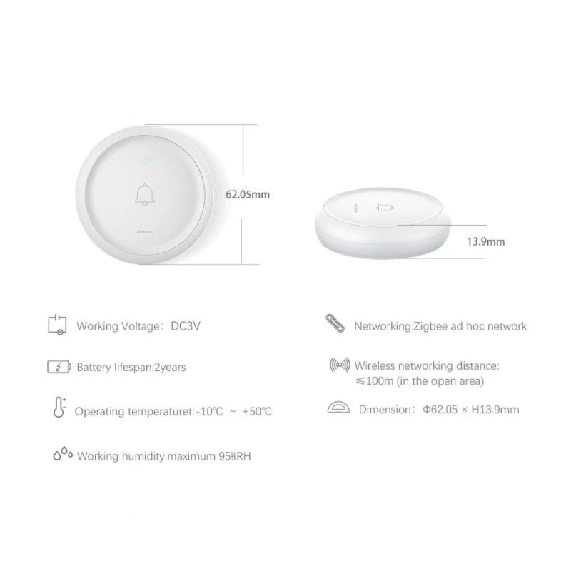 Heiman - Zigbee Smart doorbell button (without chime) HS2DB-E