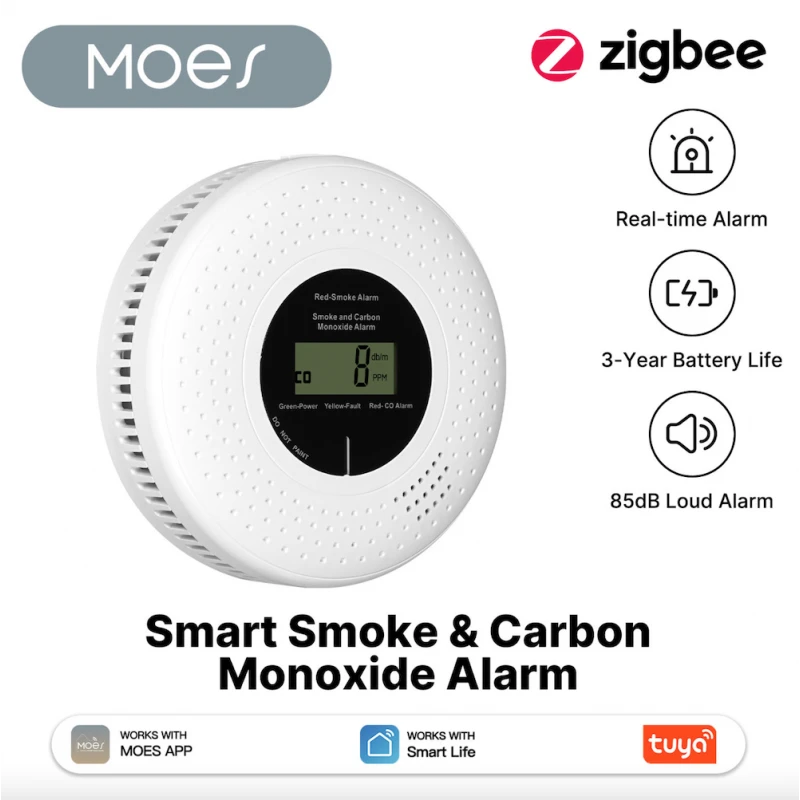 Moes - Zigbee smoke and carbon monoxide detector