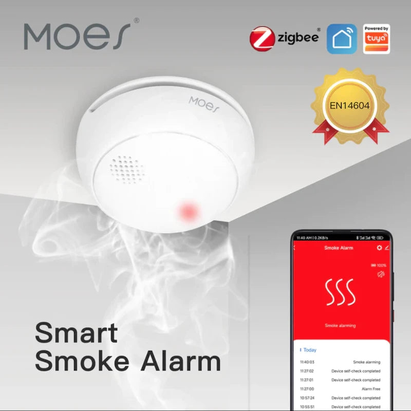 Moes - Zigbee smoke detector Tuya EN14604 - ZSS-HM-SSD01