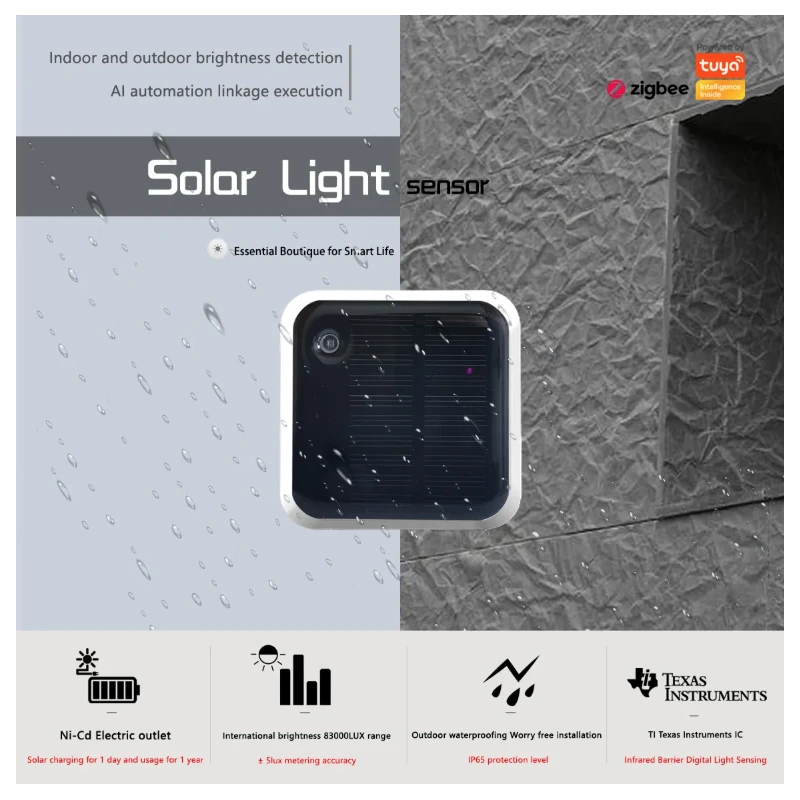 Mumubiz - Zigbee Tuya outdoor light sensor with solar panel