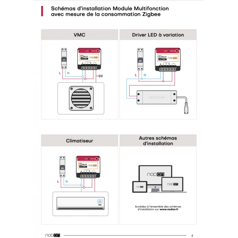 NodOn - Zigbee ON/OFF module 16A Dry contact/Consumption measurement SIN-4-1-21