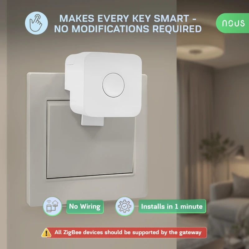 Nous C2 - Zigbee Tuya Fingerbot compatible with Zigbee2Mqtt, Home Assistant and Smart Life