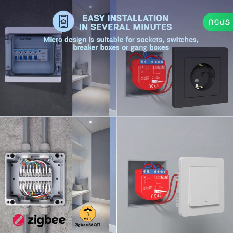 Nous - Module Zigbee ON/OFF (10A DC, 16A AC) - 1 charge B1Z