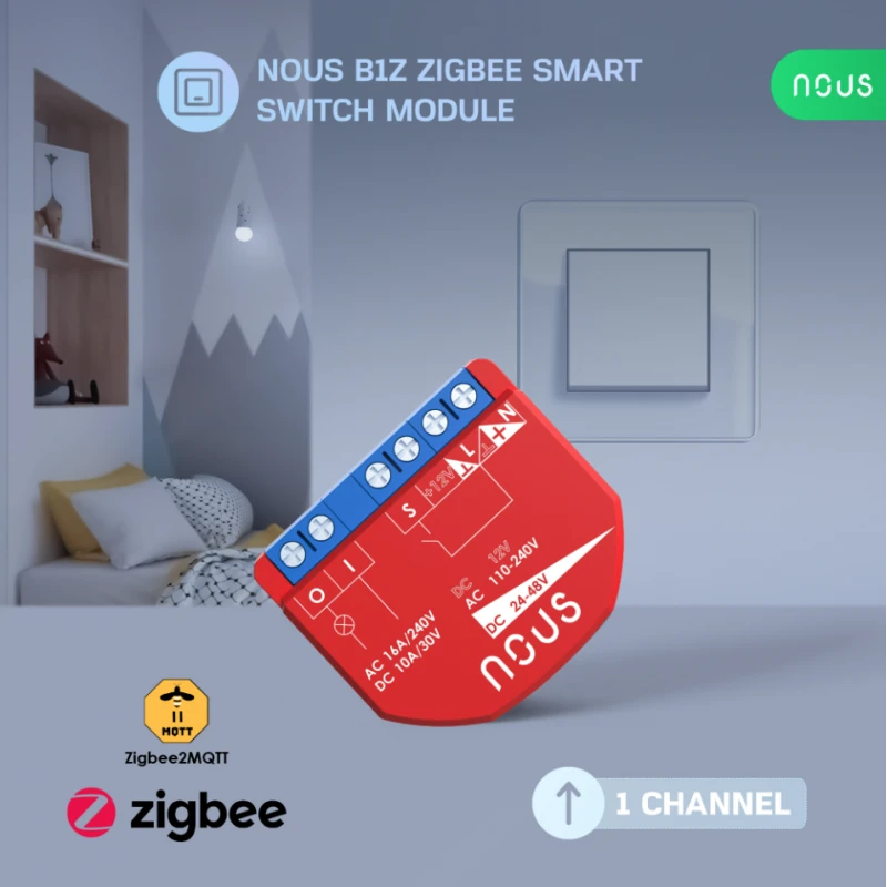 Nous - Module Zigbee ON/OFF (10A DC, 16A AC) - 1 charge B1Z