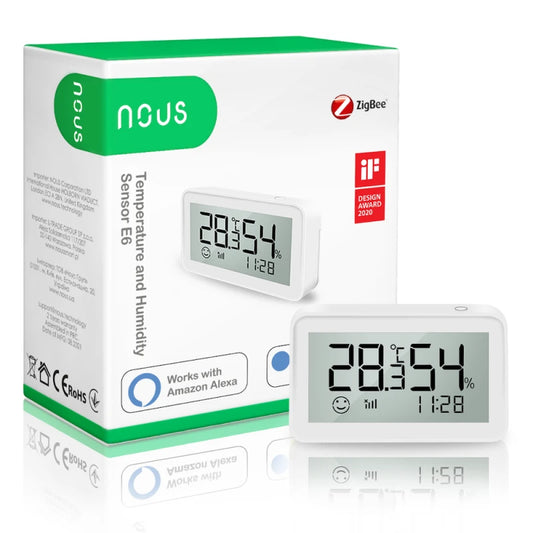 Nous - Zigbee 3.0 Smart LCD Temperature and Humidity Sensor E6