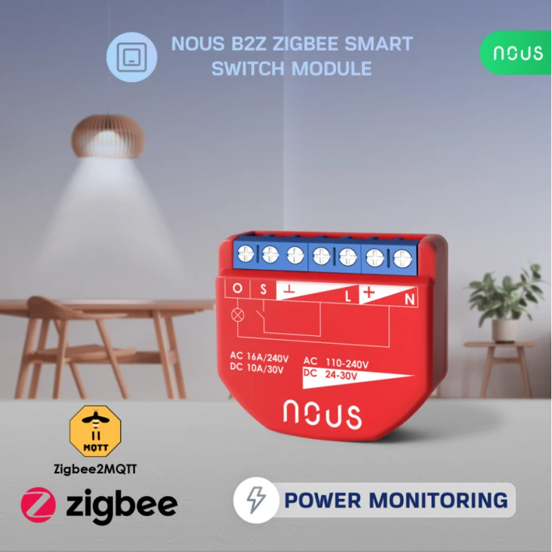 Nous - Zigbee ON/OFF module + Consumption measurement (10A DC, 16A AC) B2Z