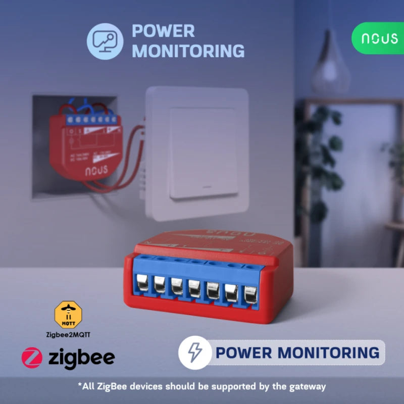 Nous - Zigbee ON/OFF module + Consumption measurement (10A DC, 16A AC) B2Z