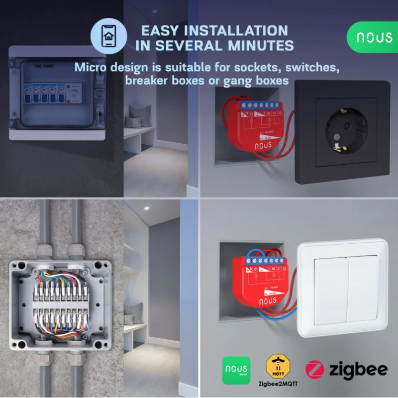 Nous - Zigbee ON/OFF module + Consumption measurement - 2 loads B3Z