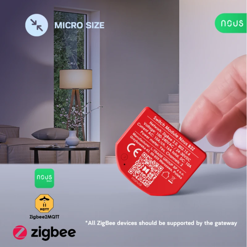Nous - Zigbee ON/OFF module + Consumption measurement - 2 loads B3Z