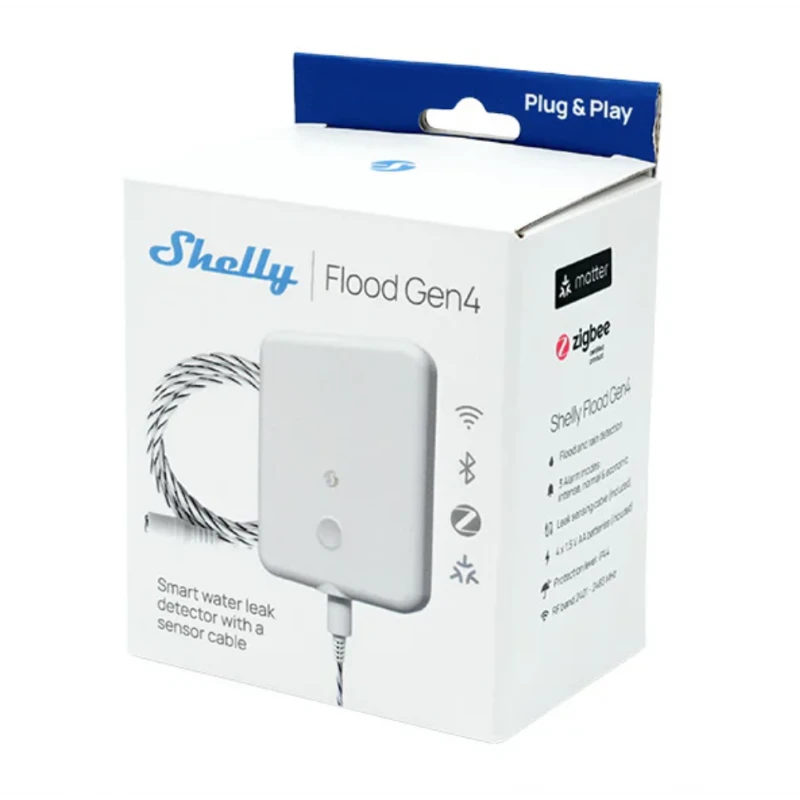 Shelly - WiFi, Bluetooth, Zigbee, Matter Flood Sensor Gen4