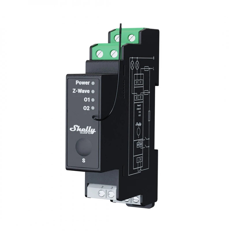 Shelly Wave PRO 2PM - Kaksinkertainen Z-Wave DIN-kiskoon asennettava relesarja + tehonmittaus