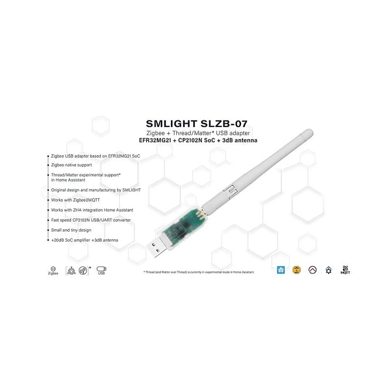 Smlight - Zigbee USB Dongle EFR32MG21 + 3dB Antenna SLZB-07