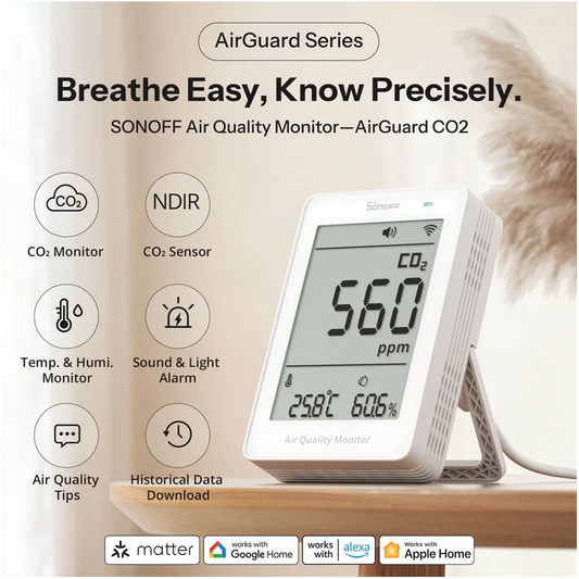 Sonoff - Matter Wi-Fi Air quality and CO2 monitor with display AirGuard SAWF-08P