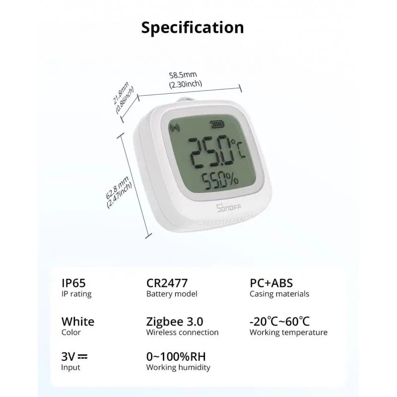 Sonoff - Zigbee temperature and humidity sensor with display IP65 SNZB-02WD