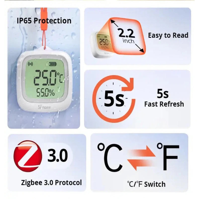 Sonoff - Zigbee temperature and humidity sensor with display IP65 SNZB-02WD