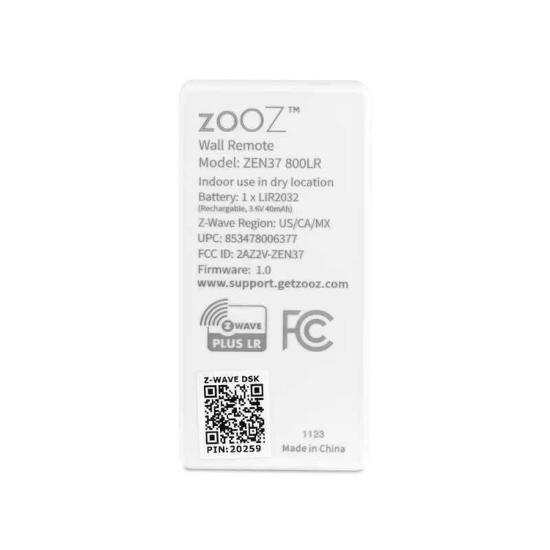 Zooz ZEN37 - Z-Wave+ 800 Long Range 4-Button Wall Mount Remote Control