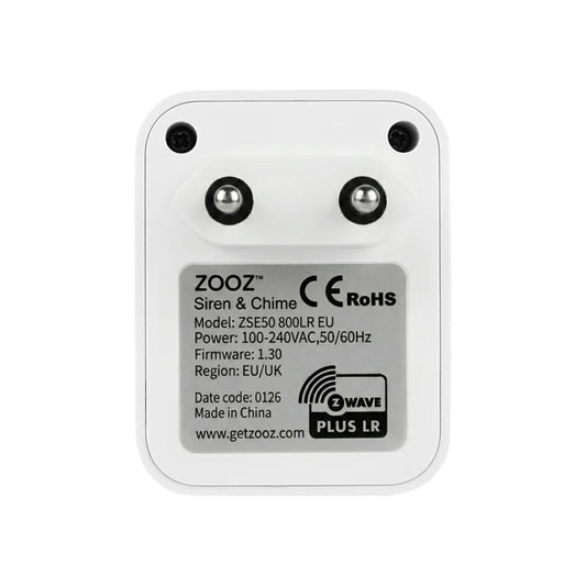 Zooz ZSE50 - ZWave Long Range 800 siren and chime (+MP3/WAV)