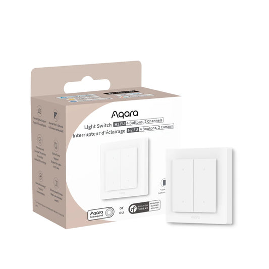 Aqara - Zigbee and Thread Smart Wall Switch Light Switch H2 (4 Buttons, 2 Channels) WS-K08D