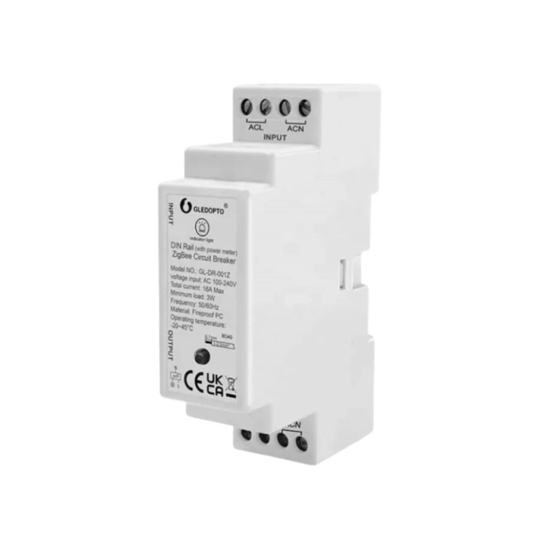 Gledopto GL-DR-001Z - DIN rail relay module with energy meter
