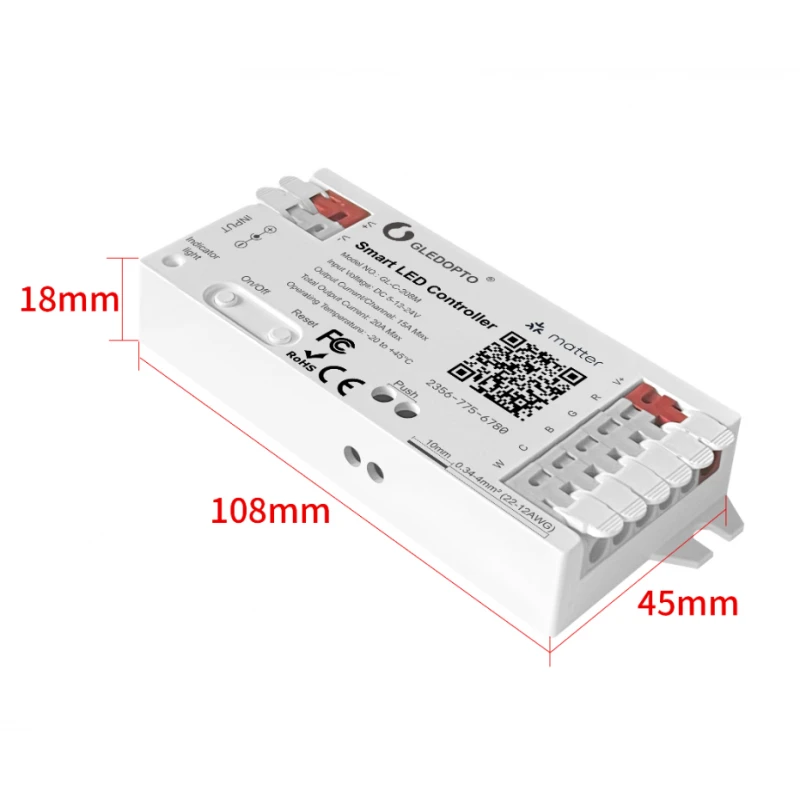 Gledopto GL-C-208M - Matter Smart LED controller ACK RGB-CCT