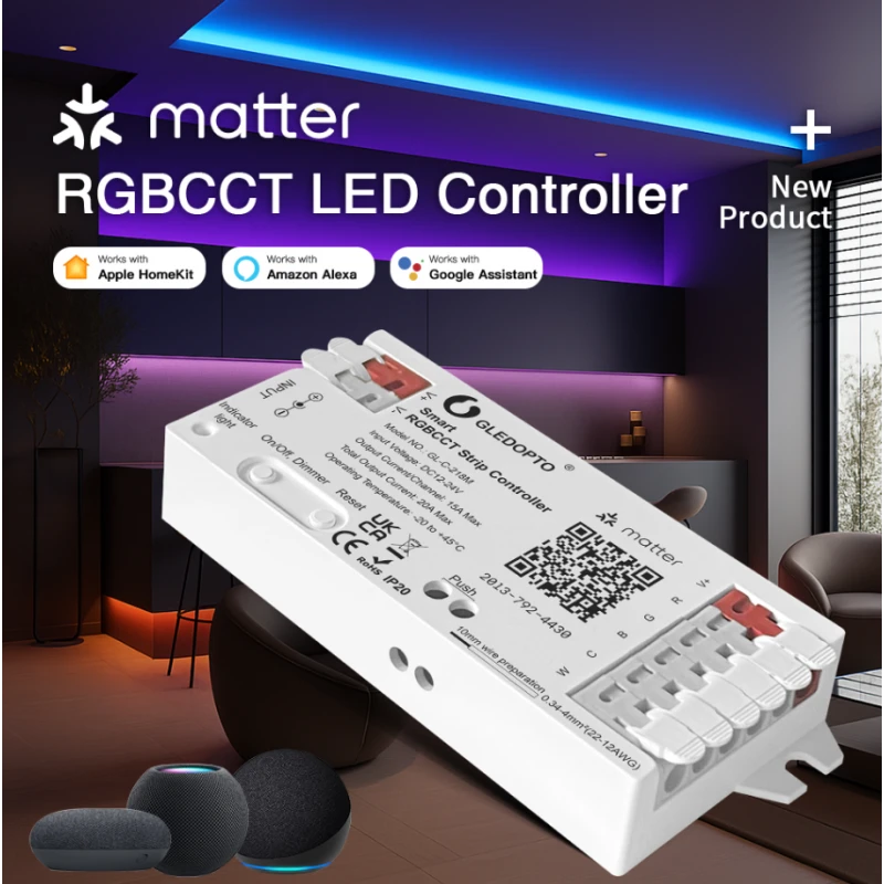 Gledopto GL-C-218M - Matter over Wi-Fi smart LED controller RGB+CCT