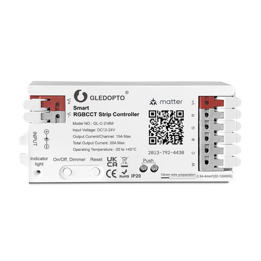 Gledopto GL-C-218M - Matter over Wi-Fi smart LED controller RGB+CCT