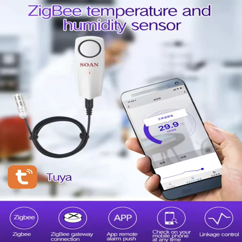 Haozee - Tuya Smart Life Zigbee temperature sensor on cable (1 m)