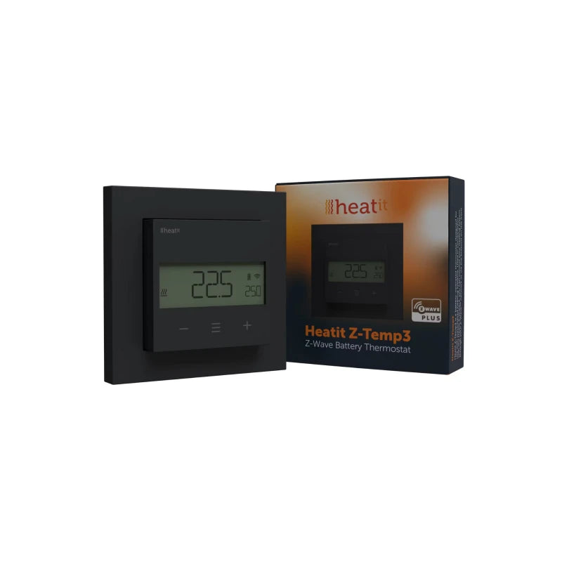 Heatit - Battery operated thermostat Z-Wave Z-TEMP3 black