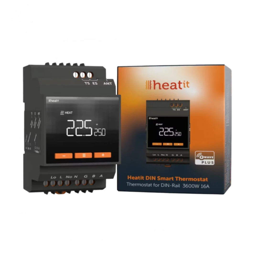 Heatit - Z-Wave 800 termostaatti DIN-kiskoon 16A / 3600W