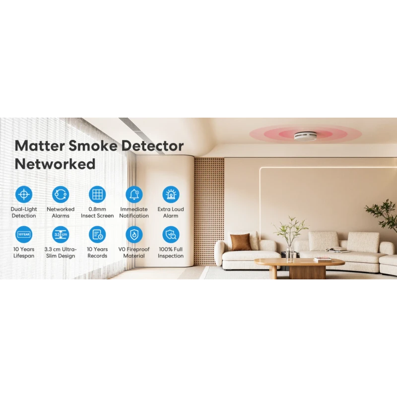 Meross - 3x Smoke Detectors + Hub Matter MSH450