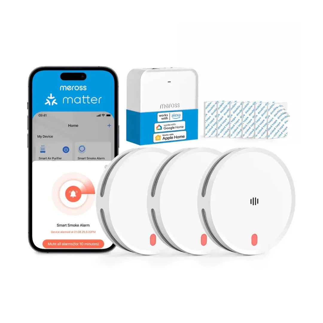 Meross - 3x Smoke Detectors + Hub Matter MSH450