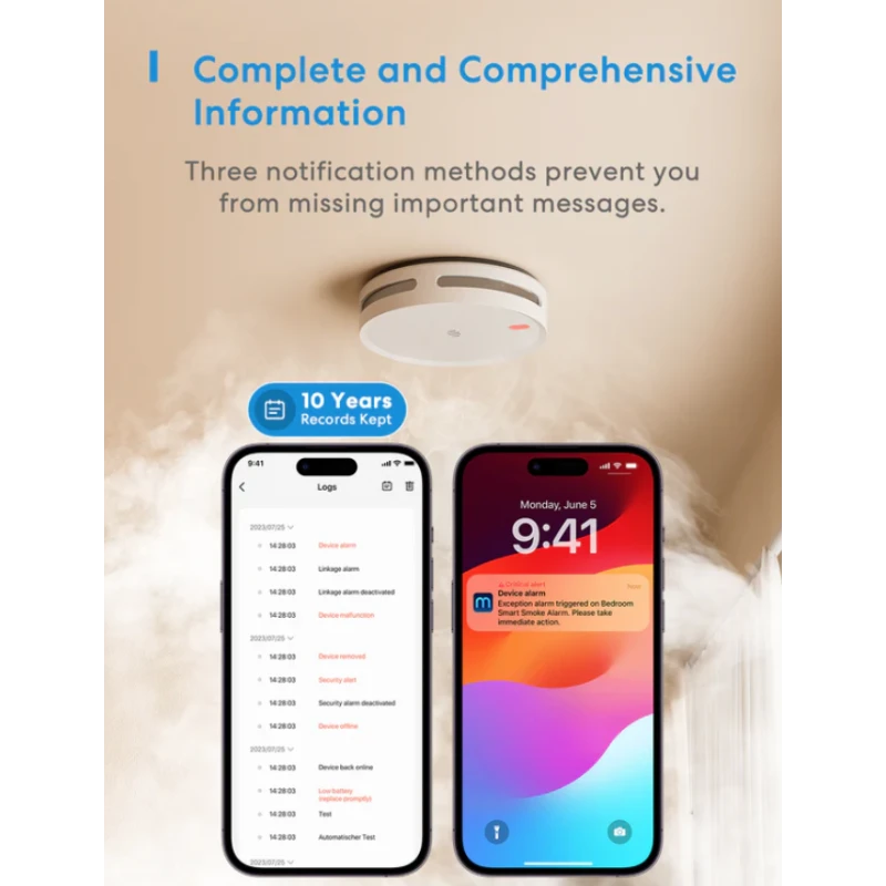 Meross - 3x Smoke Detectors + Hub Matter MSH450