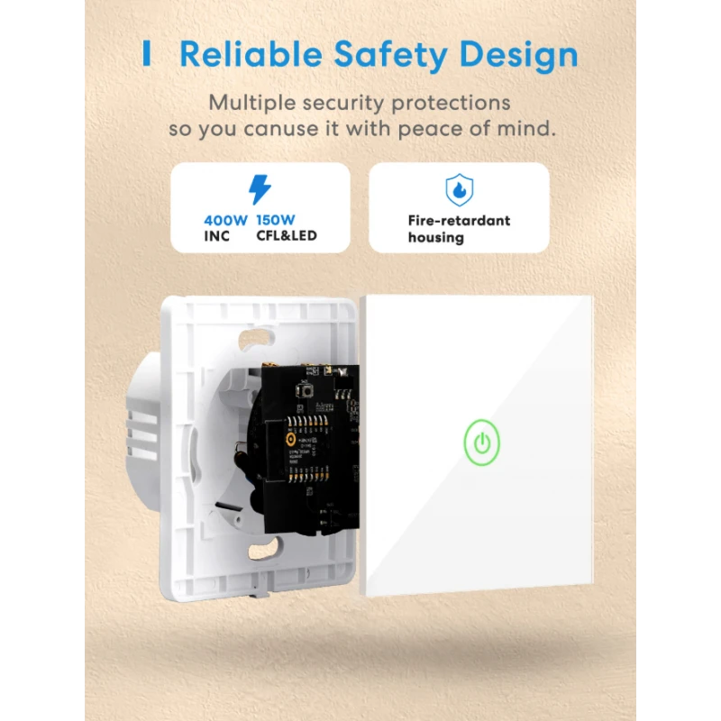 Meross MSS510 - Homekit compatible WIFI wall switch 1 button