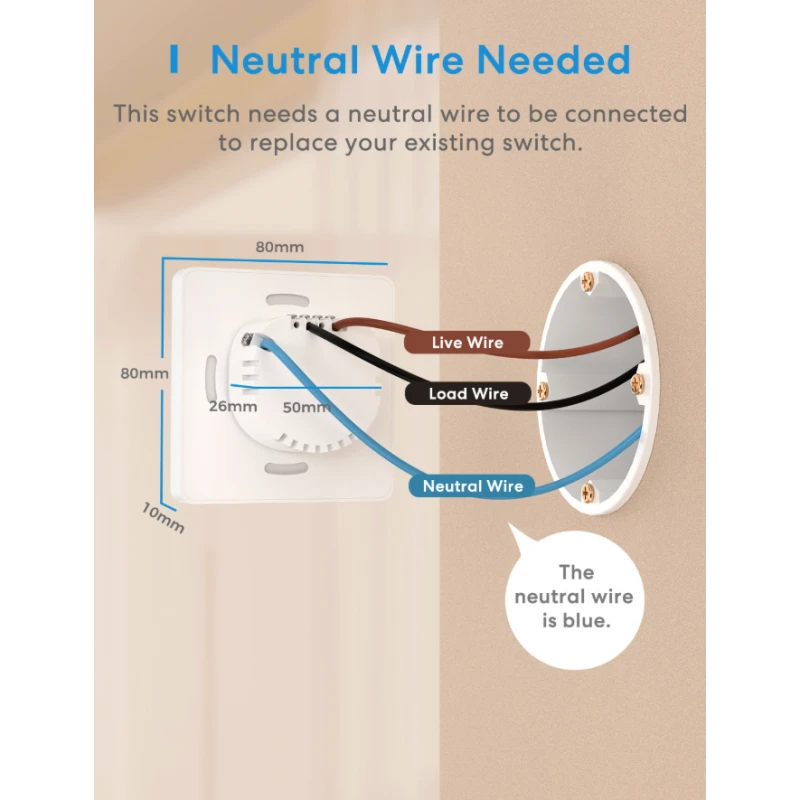 Meross MSS510 - Homekit compatible WIFI wall switch 1 button