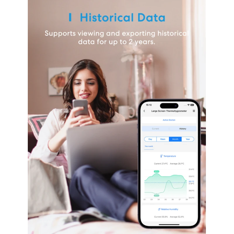 Meross - Lämpötila- ja kosteusanturi (vaatii keskittimen)