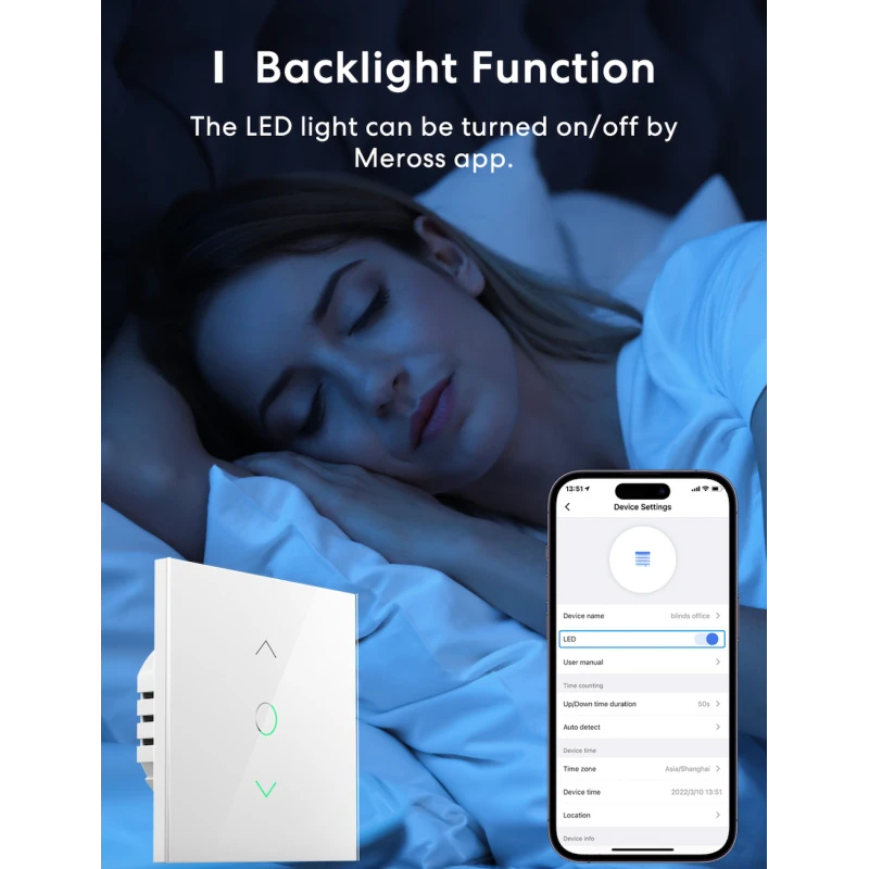 Meross - Matter WIFI roller shutter wall switch MRS100MA-EU