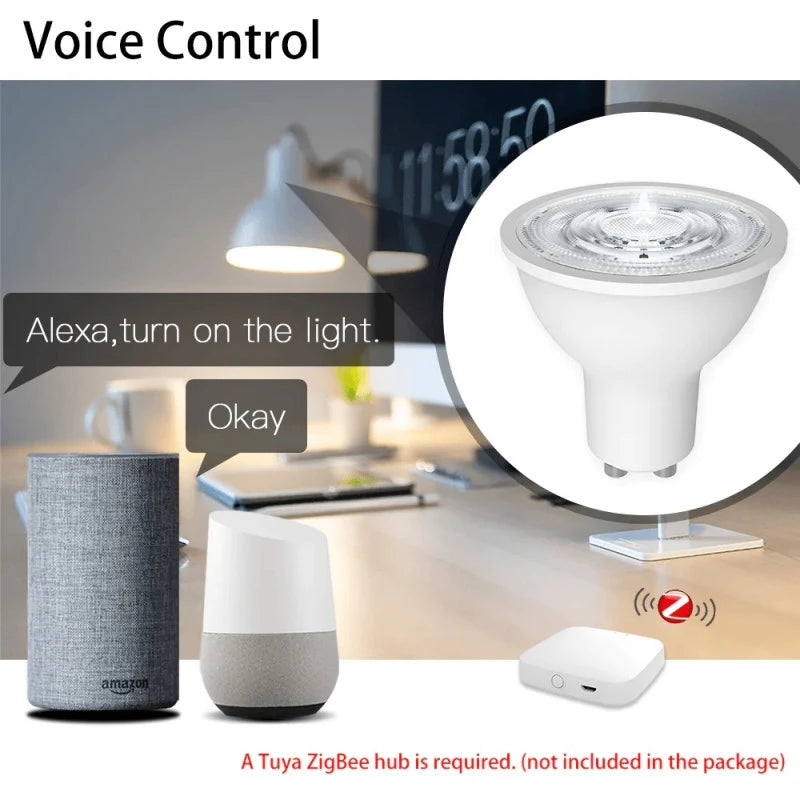 Moes - RGB+WW Zigbee GU10 smart bulb with music synchronization.