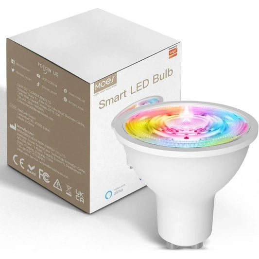 Moes - RGB+WW Zigbee GU10 smart bulb with music synchronization.
