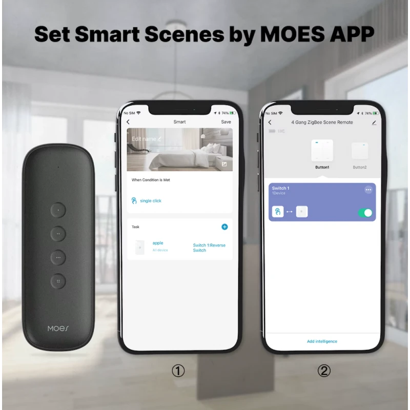 Moes - Tuya 4-button Zigbee remote control with 12 scenarios
