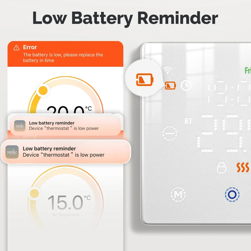 Moes - Zigbee room thermostat on batteries (Tuya Smart Life) White