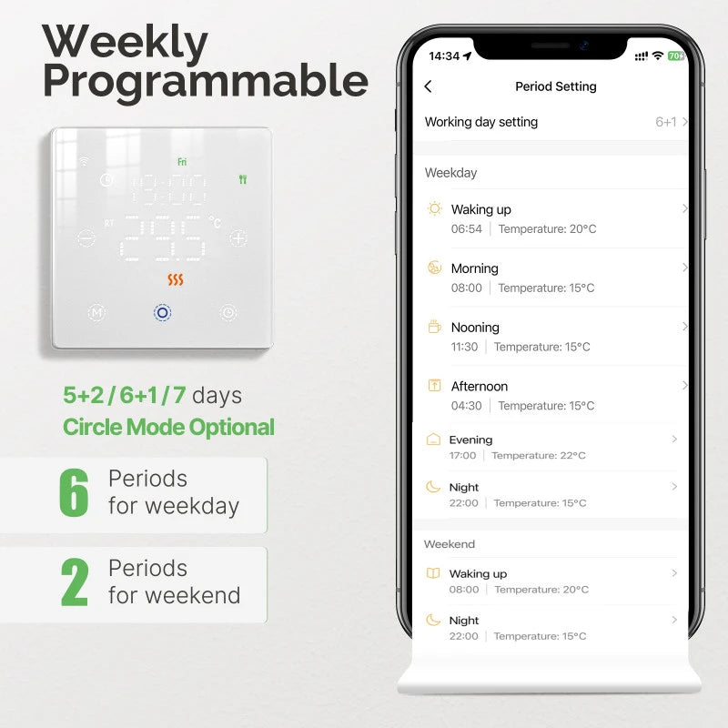 Moes - Zigbee room thermostat on batteries (Tuya Smart Life) White