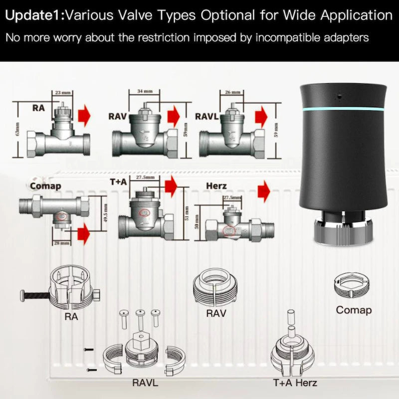 Moes - Zigbee 3.0 radiator valve Tuya - BRT-100-TRV Black