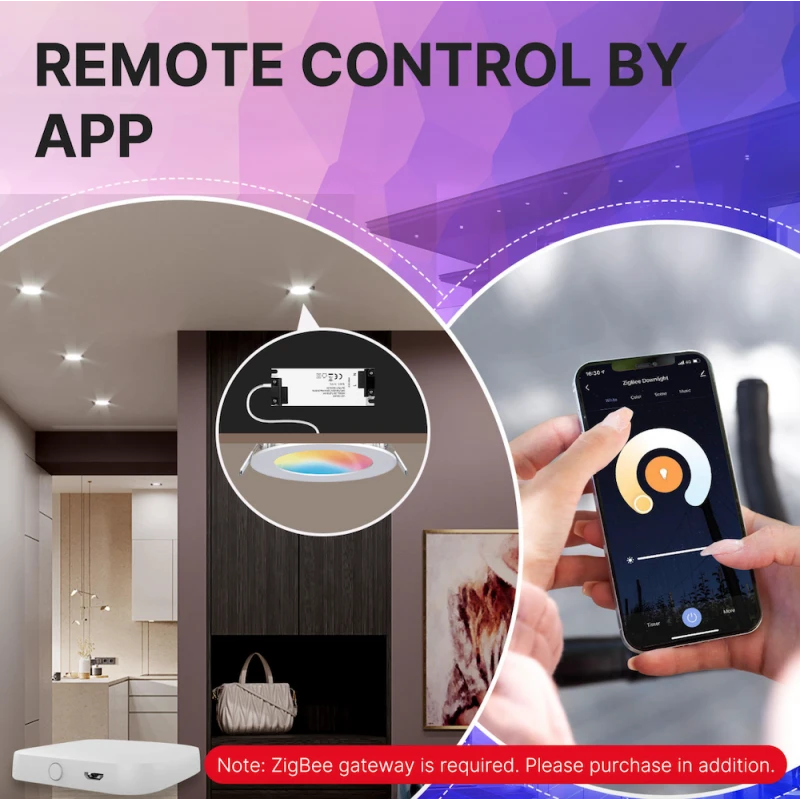 Moes - Zigbee downlight dimmer + musical rhythm RGB+CW 6W 10 cm
