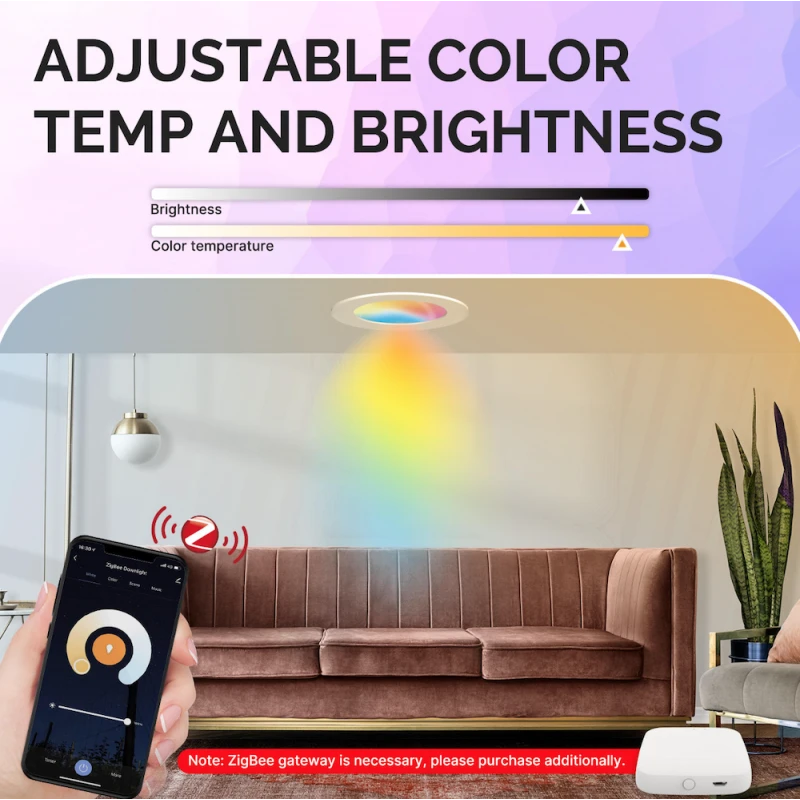 Moes - Zigbee downlight dimmer + musical rhythm RGB+CW 6W 10 cm