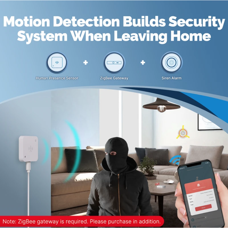 Moes - Zigbee Tuya human presence detector + luminosity USB 5V