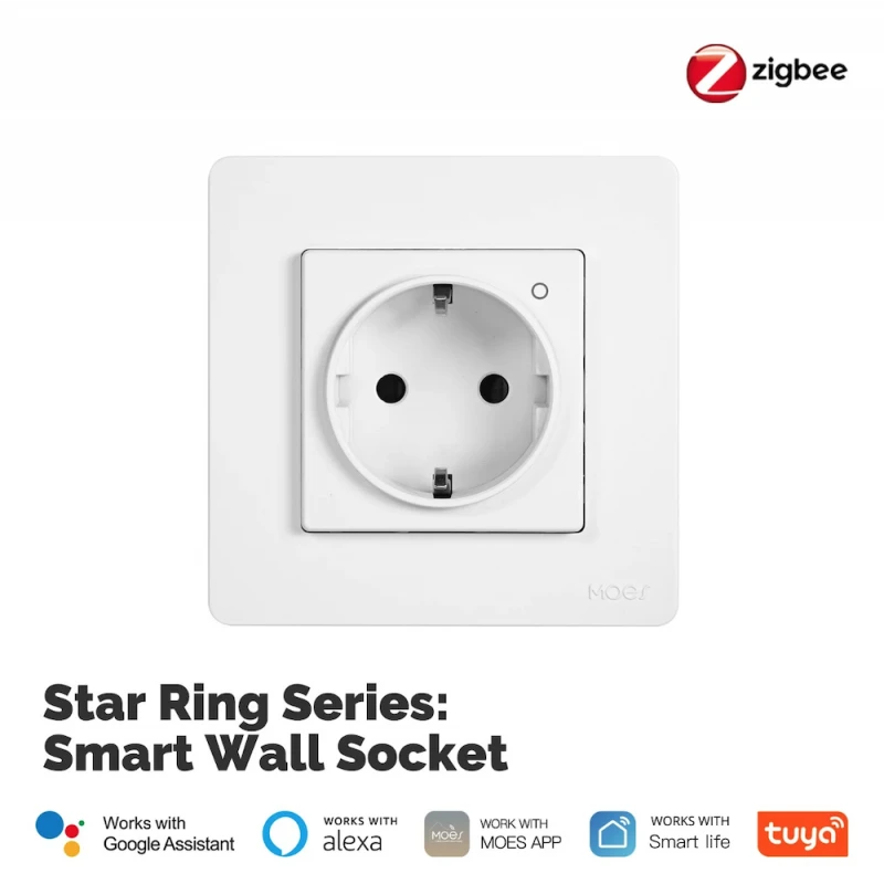 Moes - 16A Zigbee Wall Plug + power meter (Europe format)