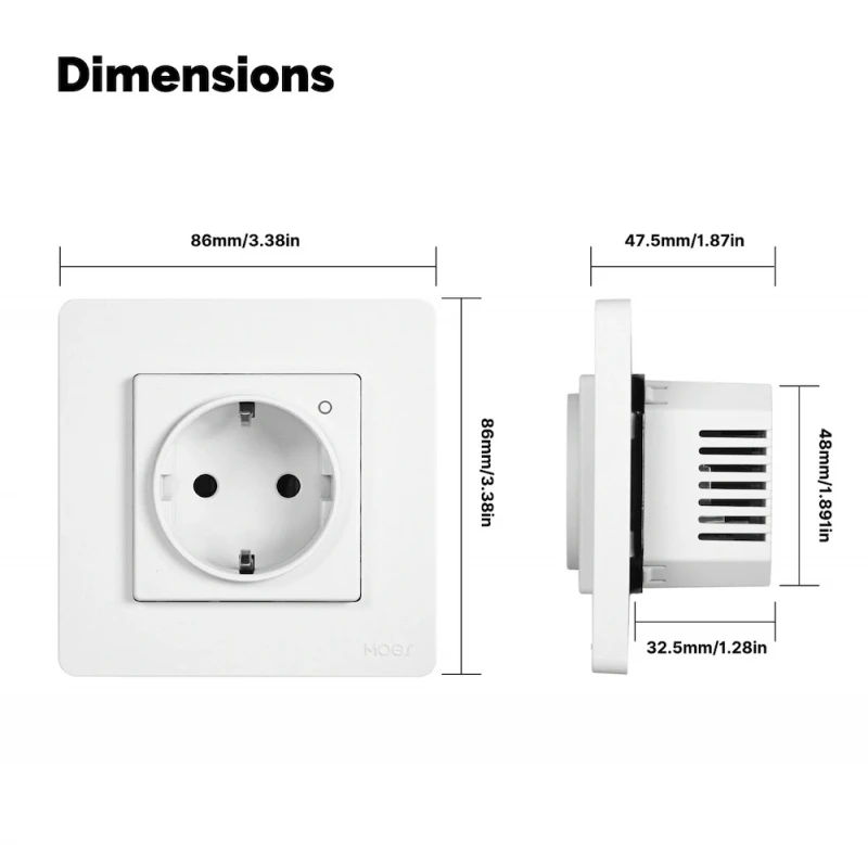 Moes - 16A Zigbee Wall Plug + power meter (Europe format)
