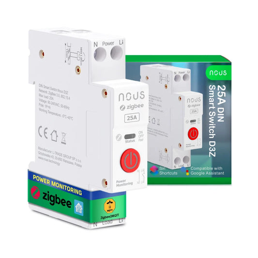 Nous - 25A Zigbee DIN rail module + consumption measurement D3Z